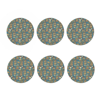 Pop Art Books Pattern Print Coaster Set
