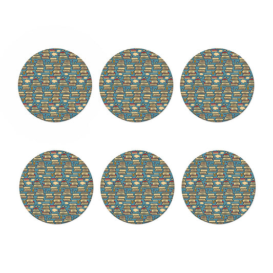 Pop Art Books Pattern Print Coaster Set