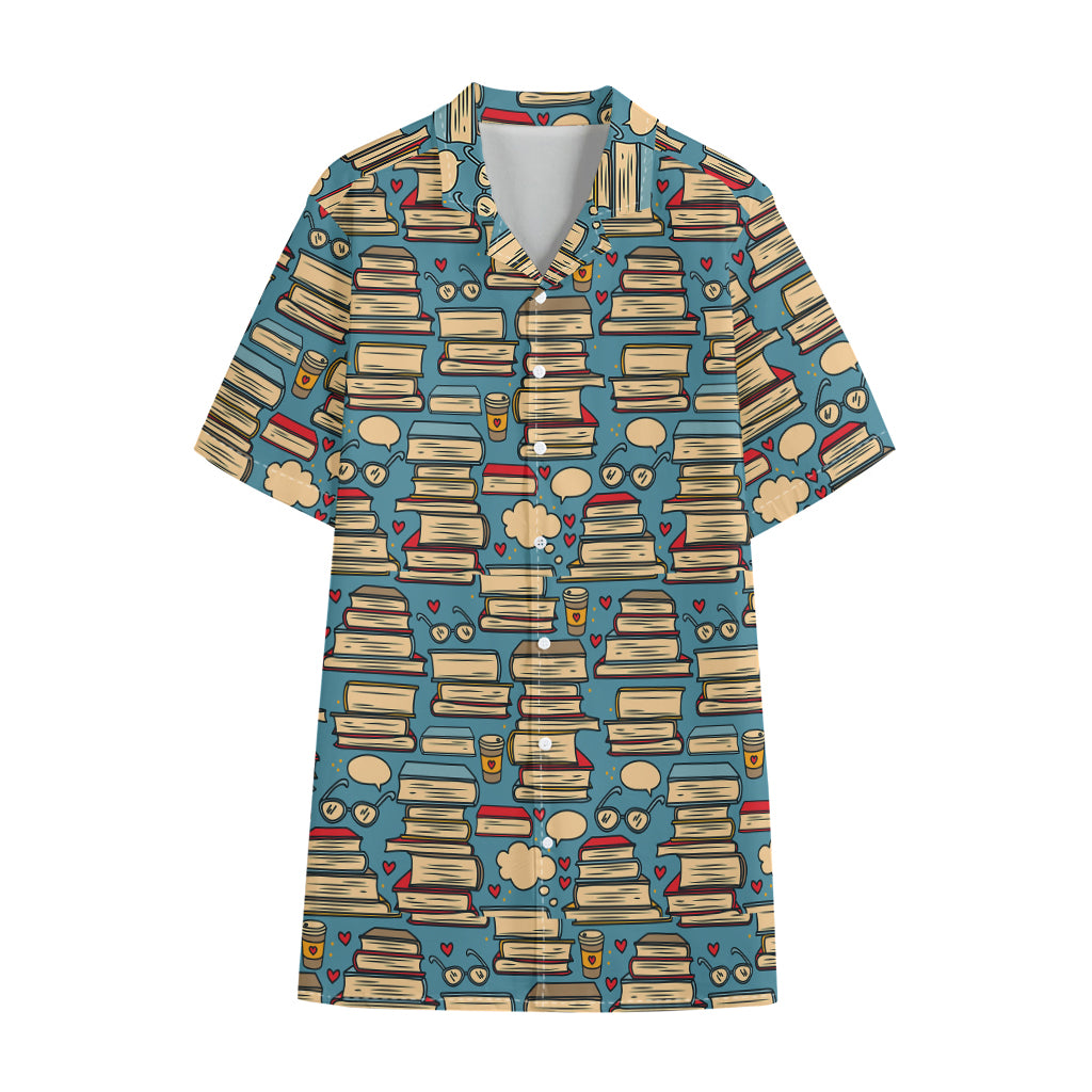 Pop Art Books Pattern Print Cotton Hawaiian Shirt