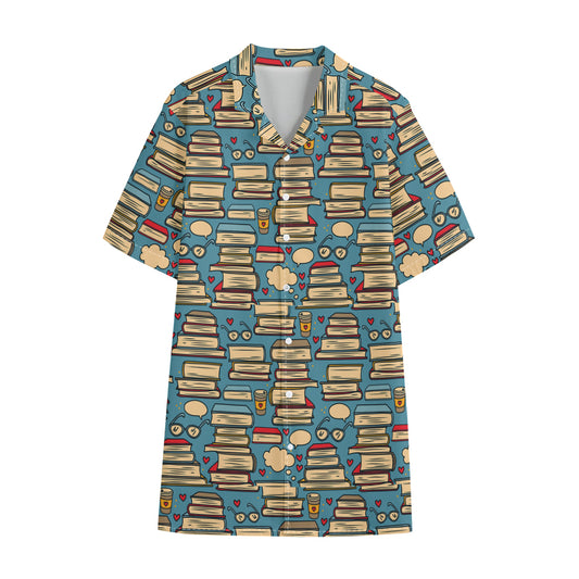 Pop Art Books Pattern Print Cotton Hawaiian Shirt