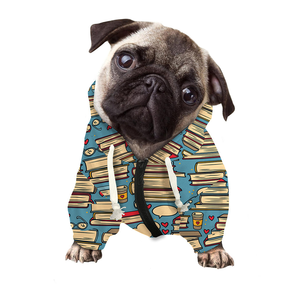 Pop Art Books Pattern Print Dog Zip Up Hoodie