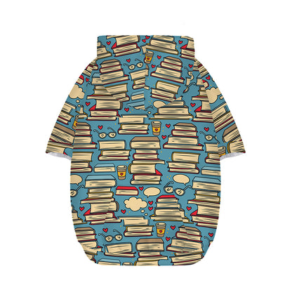 Pop Art Books Pattern Print Dog Zip Up Hoodie