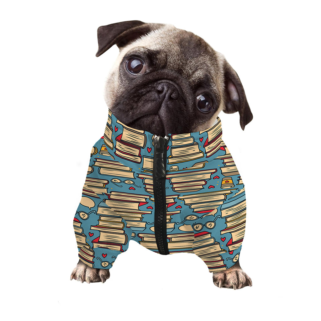 Pop Art Books Pattern Print Dog Zip Up Jacket