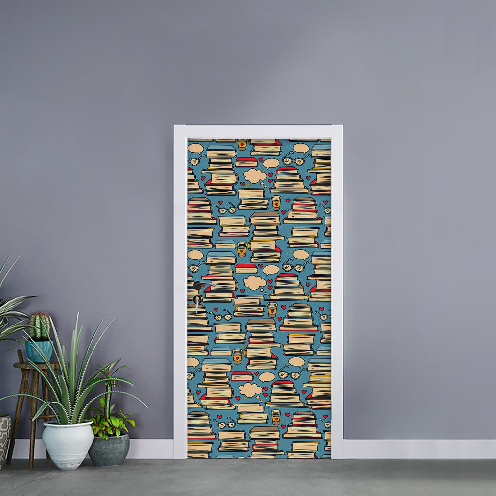 Pop Art Books Pattern Print Door Sticker