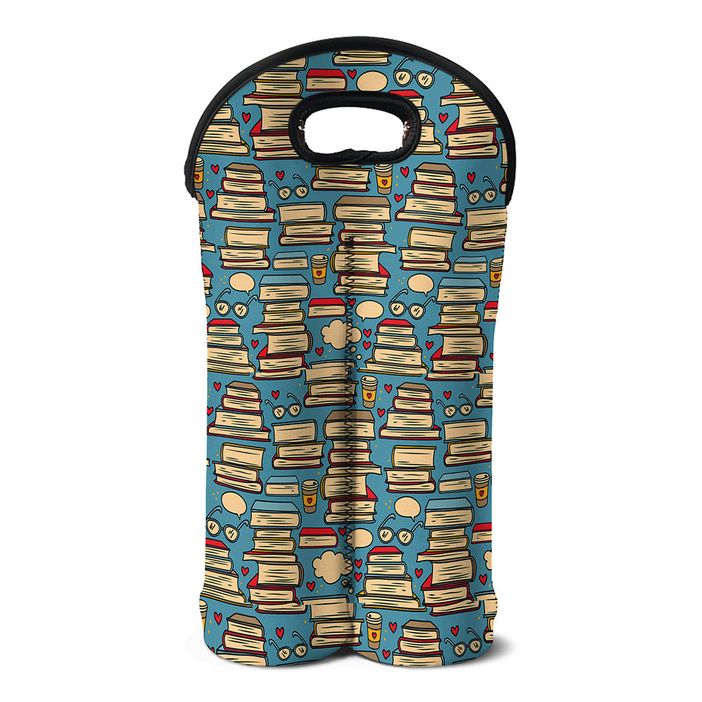 Pop Art Books Pattern Print Double Neoprene Wine Tote