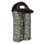 Pop Art Books Pattern Print Double Neoprene Wine Tote