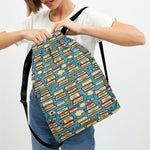 Pop Art Books Pattern Print Drawstring Backpack