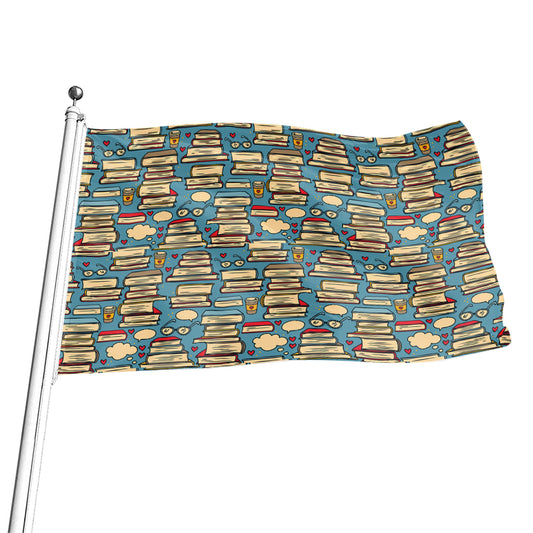Pop Art Books Pattern Print Flag