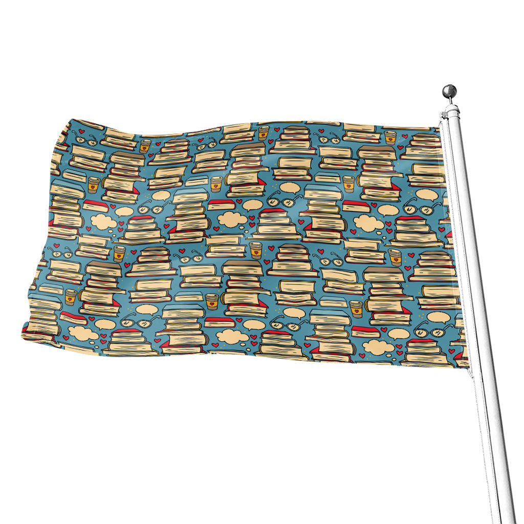 Pop Art Books Pattern Print Flag