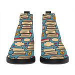 Pop Art Books Pattern Print Flat Ankle Boots