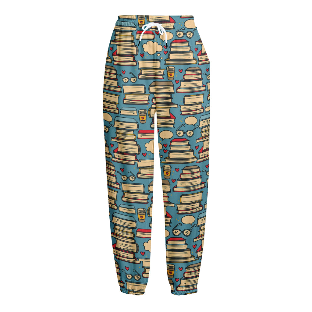 Pop Art Books Pattern Print Fleece Lined Knit Pants