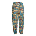 Pop Art Books Pattern Print Fleece Lined Knit Pants