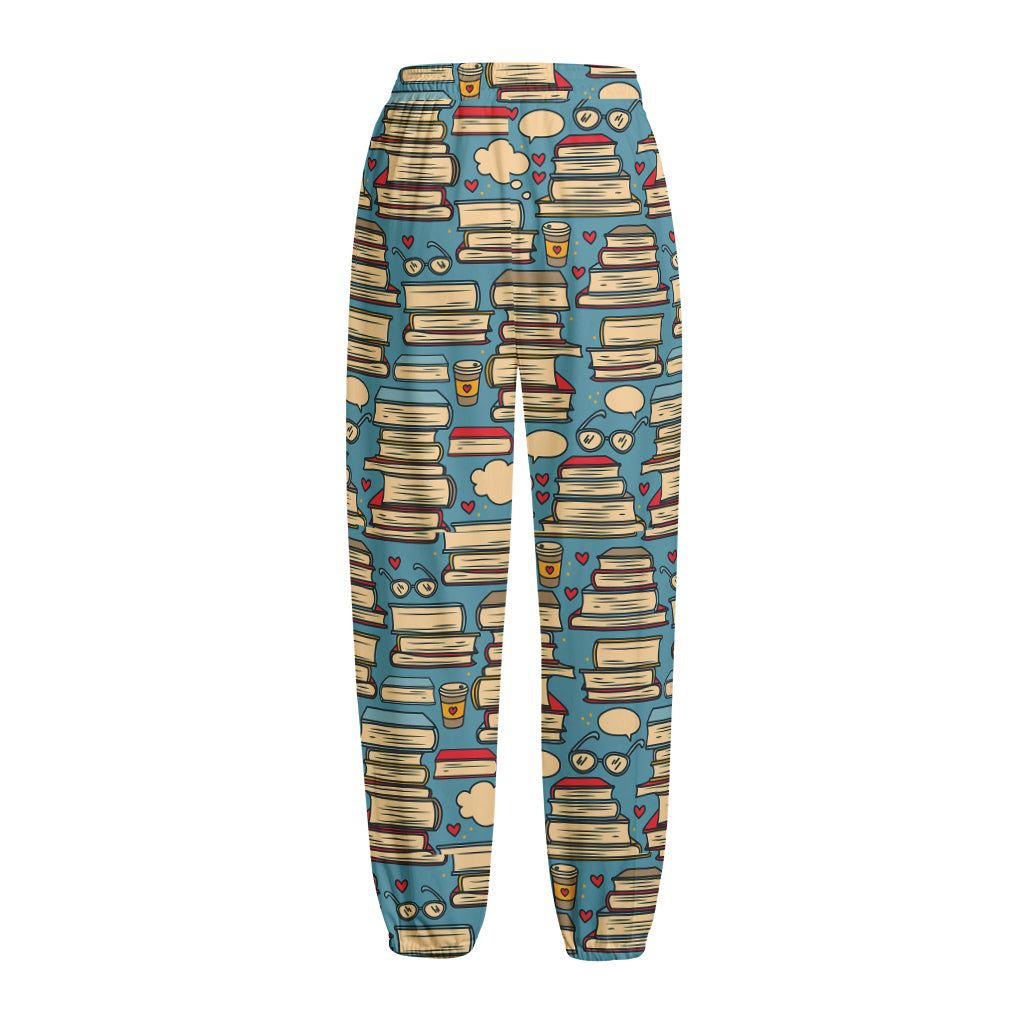 Pop Art Books Pattern Print Fleece Lined Knit Pants