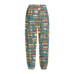 Pop Art Books Pattern Print Fleece Lined Knit Pants