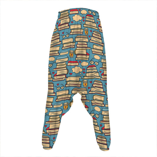 Pop Art Books Pattern Print Hammer Pants