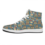 Pop Art Books Pattern Print High Top Leather Sneakers