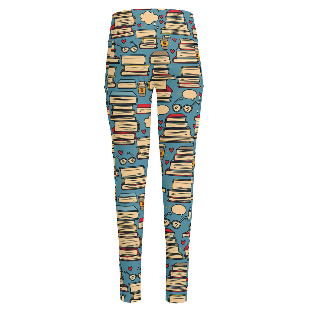 Pop Art Books Pattern Print High-Waisted Pocket Leggings