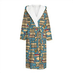 Pop Art Books Pattern Print Hooded Bathrobe