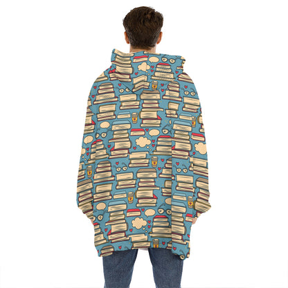 Pop Art Books Pattern Print Hoodie Blanket