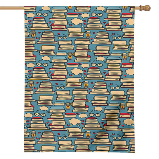 Pop Art Books Pattern Print House Flag