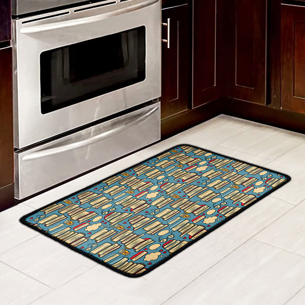 Pop Art Books Pattern Print Kitchen Mat