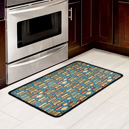 Pop Art Books Pattern Print Kitchen Mat