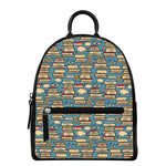 Pop Art Books Pattern Print Leather Backpack