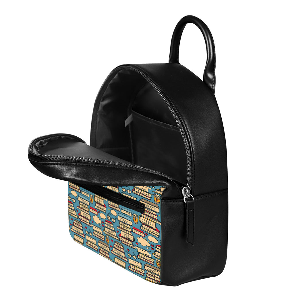Pop Art Books Pattern Print Leather Backpack