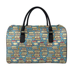 Pop Art Books Pattern Print Leather Duffle Bag