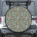Pop Art Books Pattern Print Leather Spare Tire Cover