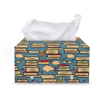 Pop Art Books Pattern Print Leather Tissue Box Cover