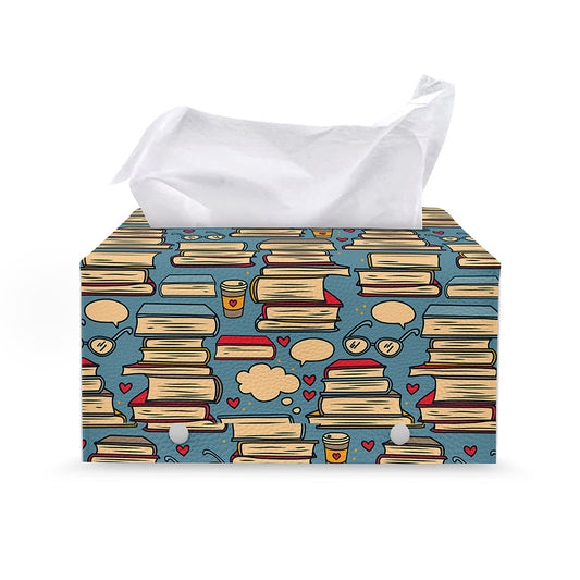 Pop Art Books Pattern Print Leather Tissue Box Cover