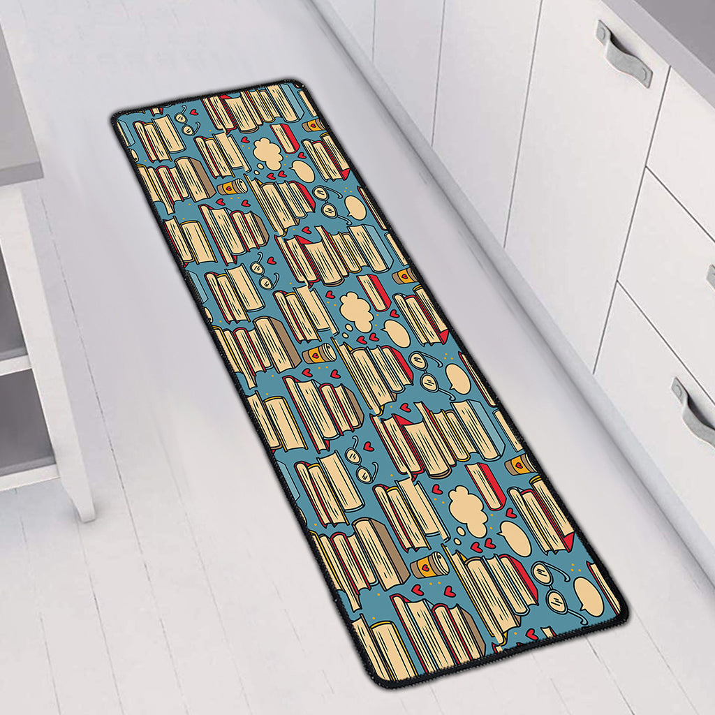 Pop Art Books Pattern Print Long Kitchen Mat