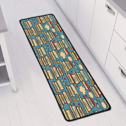 Pop Art Books Pattern Print Long Kitchen Mat