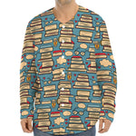 Pop Art Books Pattern Print Long Sleeve Baseball Jersey