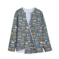 Pop Art Books Pattern Print Long Sleeve Short Coat
