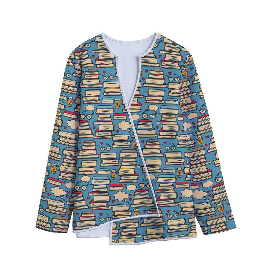 Pop Art Books Pattern Print Long Sleeve Short Coat