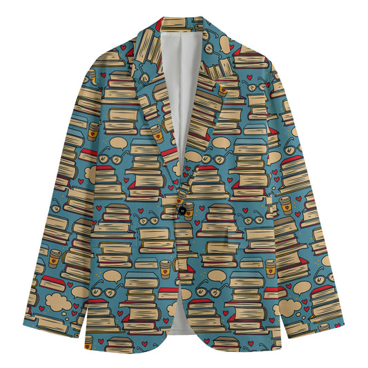 Pop Art Books Pattern Print Men's Cotton Blazer