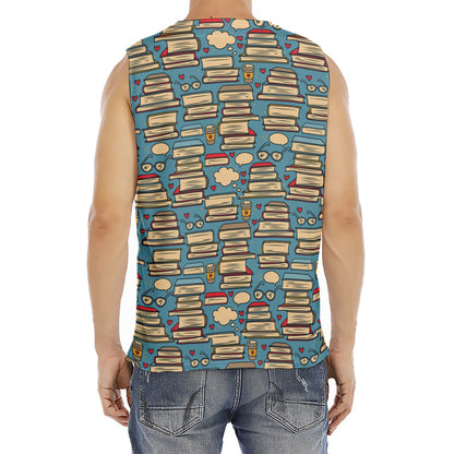 Pop Art Books Pattern Print Men's Fitness Tank Top