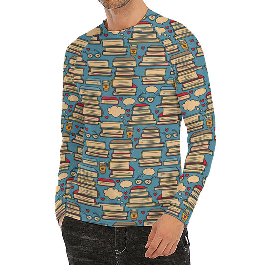 Pop Art Books Pattern Print Men's Long Sleeve Rash Guard