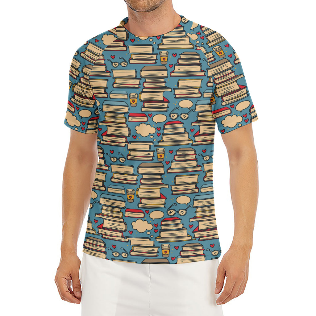 Pop Art Books Pattern Print Men's Short Sleeve Rash Guard