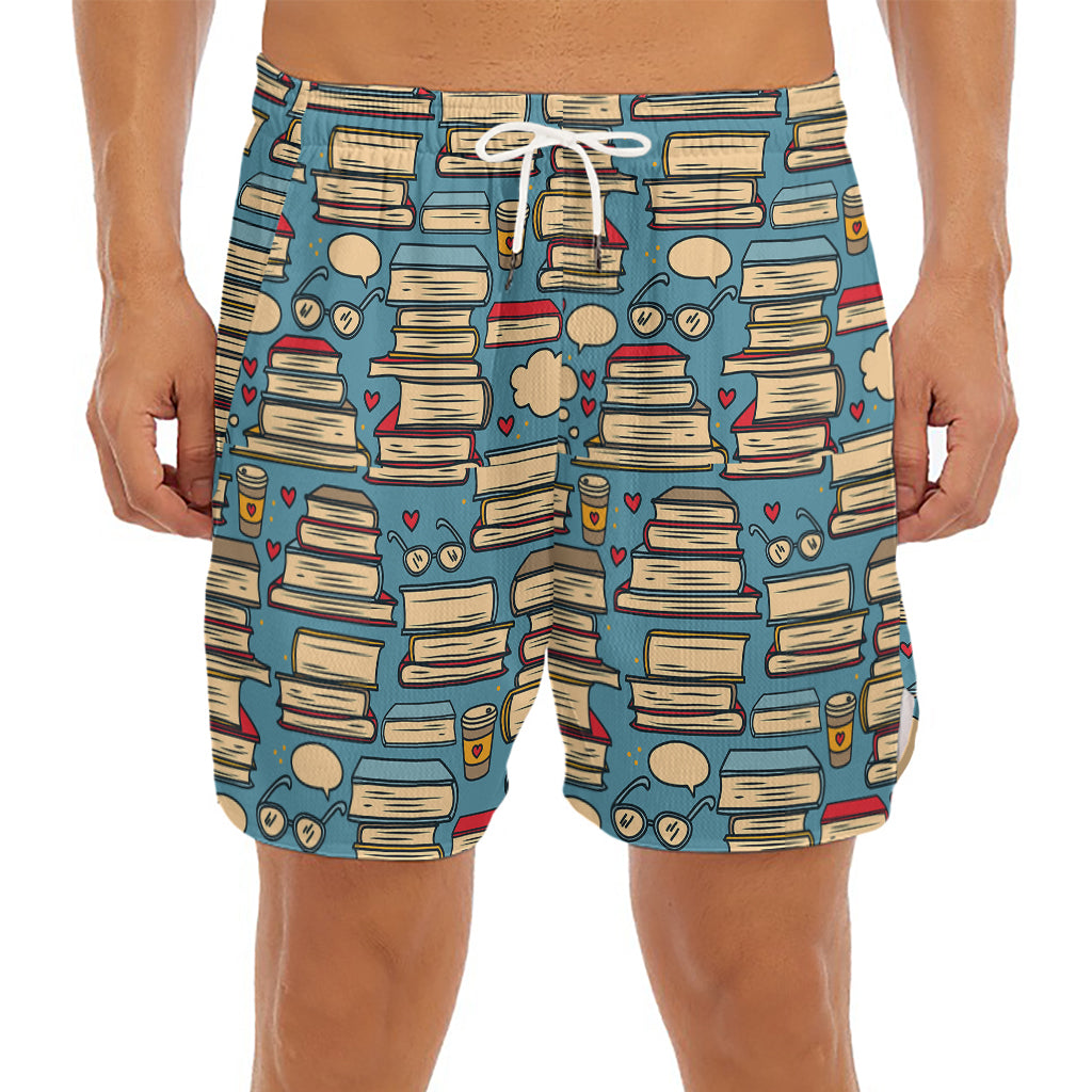 Pop Art Books Pattern Print Men's Split Running Shorts