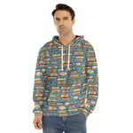 Pop Art Books Pattern Print Men's Velvet Pullover Hoodie