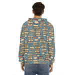 Pop Art Books Pattern Print Men's Velvet Pullover Hoodie