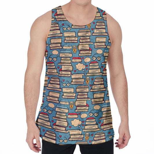 Pop Art Books Pattern Print Men's Velvet Tank Top
