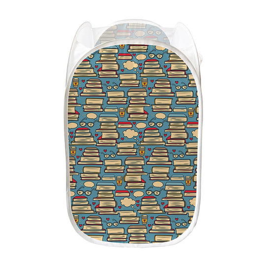 Pop Art Books Pattern Print Mesh Laundry Hamper