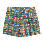 Pop Art Books Pattern Print Mesh Shorts
