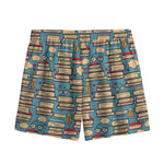 Pop Art Books Pattern Print Mesh Shorts