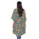 Pop Art Books Pattern Print Open Front Beach Cover Up