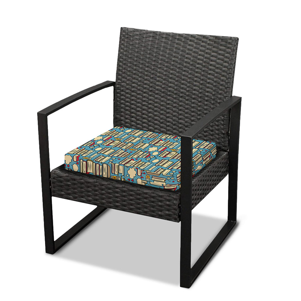 Pop Art Books Pattern Print Outdoor Seat Cushion Cover